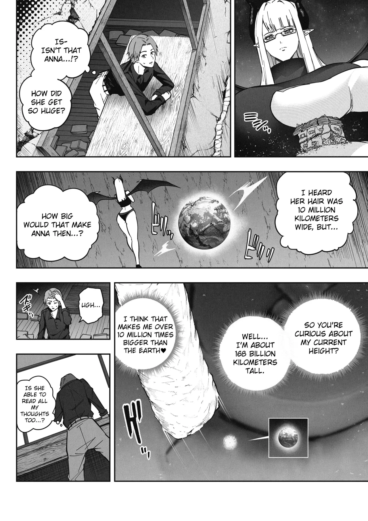A 168 Billion km Tall Girl Toys with the Mere 10,000 km Earth 10