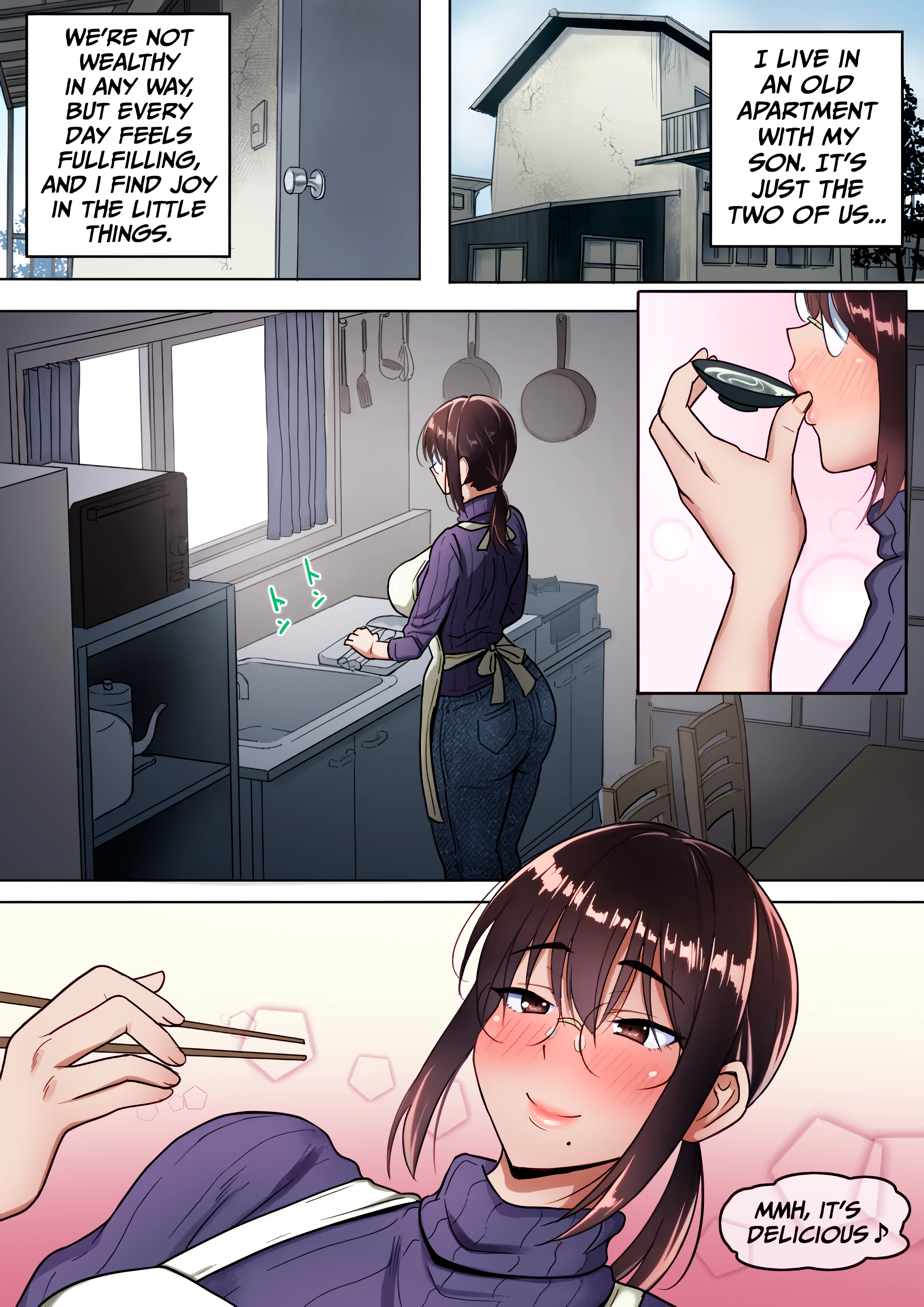 Binbou Gurashi na Boshi Katei no Oyako Koubi wa Kimochi Ii. - Colorized 2