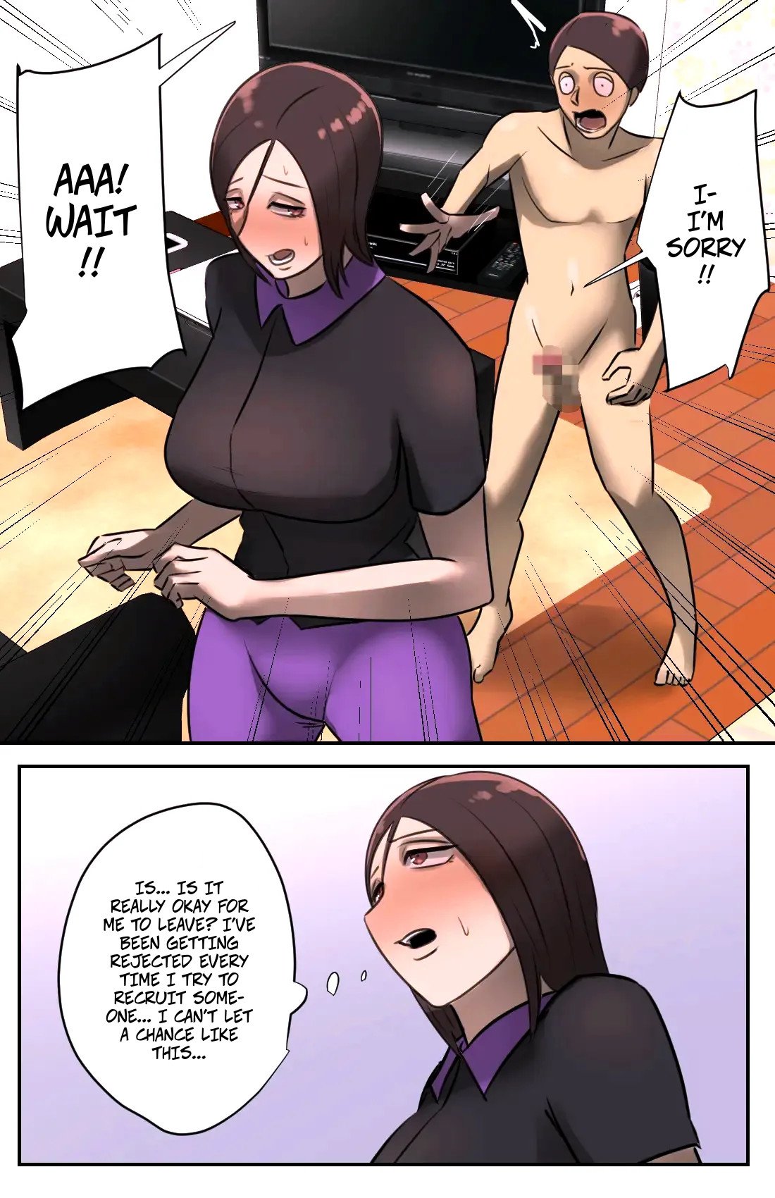 [Chotto B-Sen] A Saleswoman Interrupted Me While I Was Jerking-Off — Genkan o Aketara Iru Kanyuu Oba-san [Colorized] 13