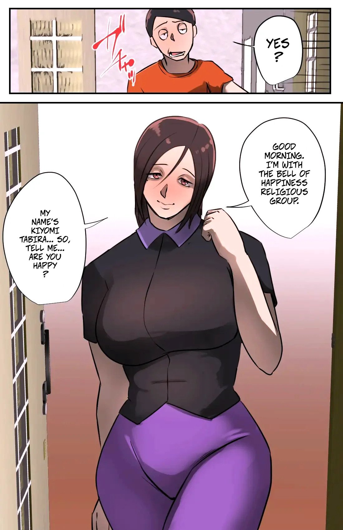 [Chotto B-Sen] A Saleswoman Interrupted Me While I Was Jerking-Off — Genkan o Aketara Iru Kanyuu Oba-san [Colorized] 4