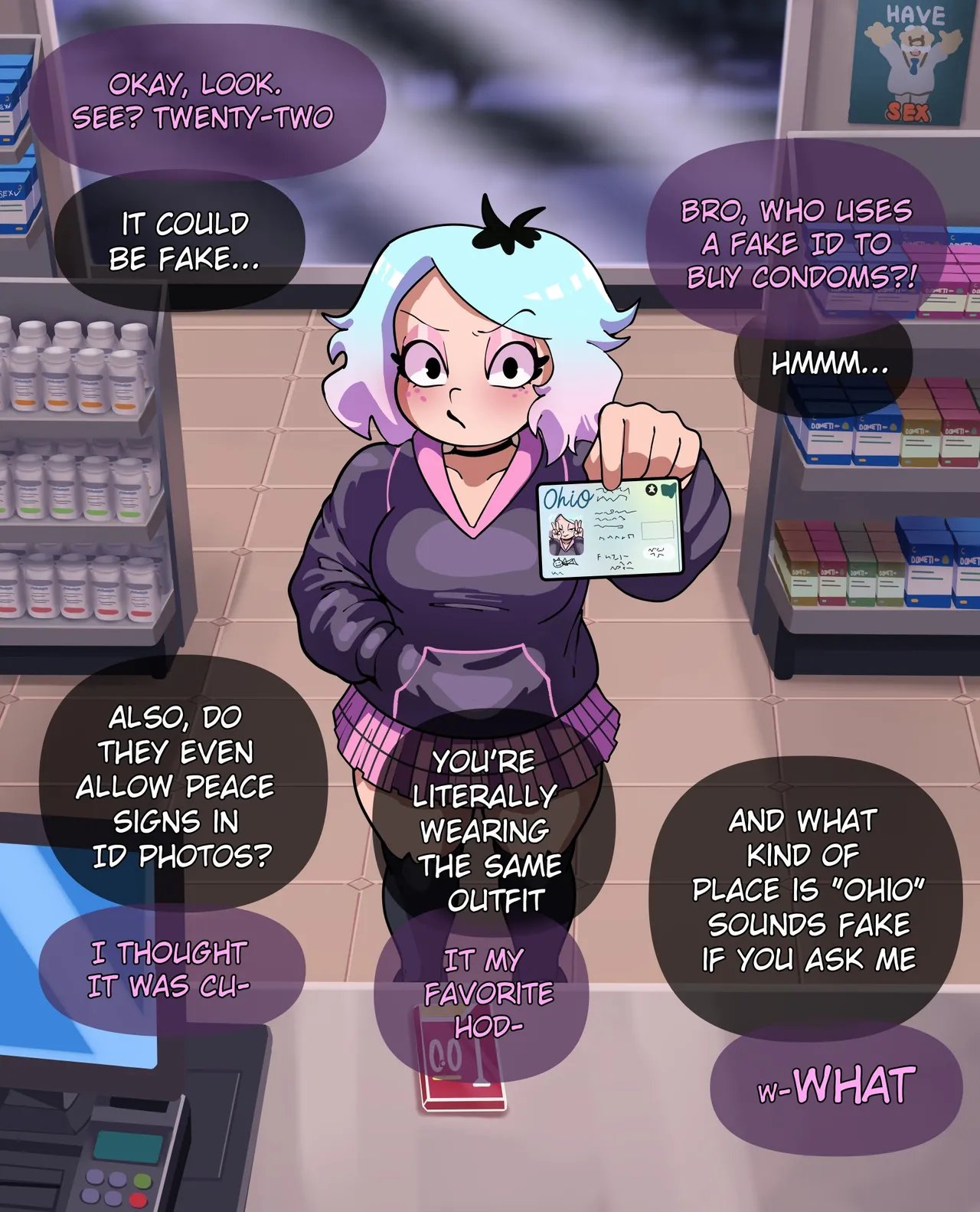 Emberlynn Pinkle tries to buy some condoms 3