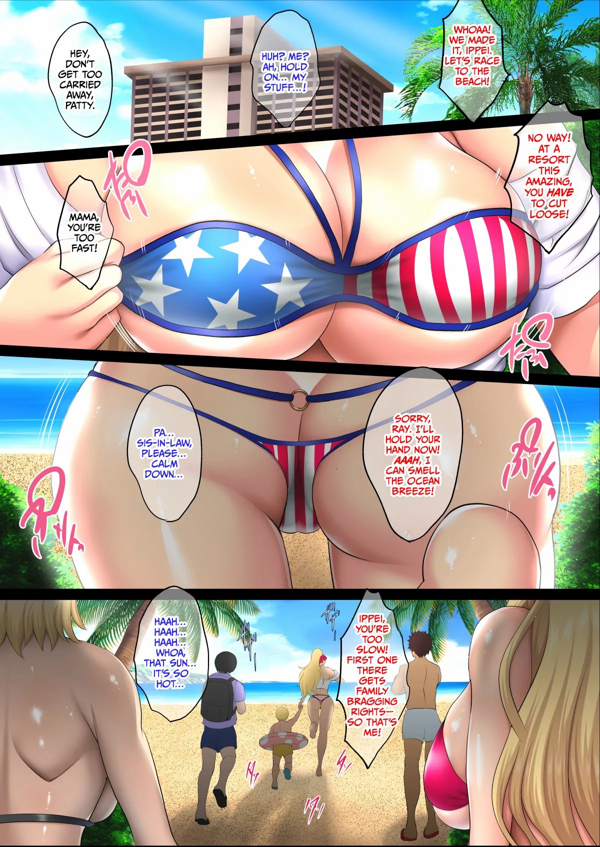 InCha Otouto ga Nangoku Beach de Kinpatsu Bakunyuu Oyako o Matomete Netotte Haramaseru Hanashi 2