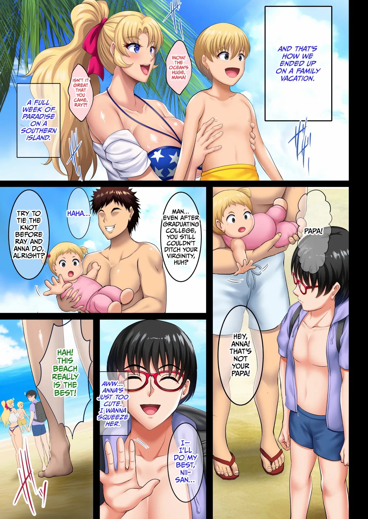 InCha Otouto ga Nangoku Beach de Kinpatsu Bakunyuu Oyako o Matomete Netotte Haramaseru Hanashi 21