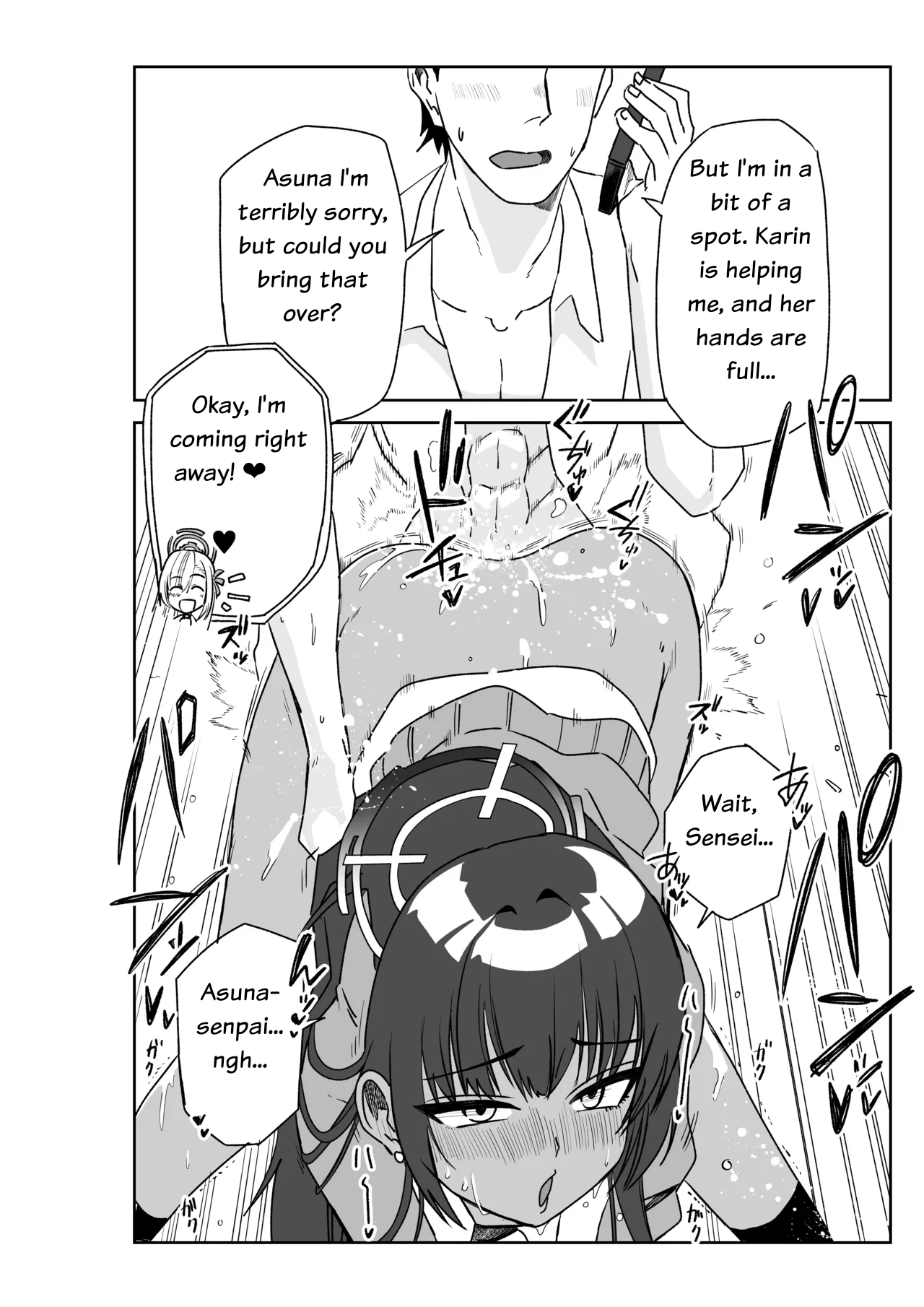 Karin Assisting Sensei and Asuna Delivering a Forgotten Item 2
